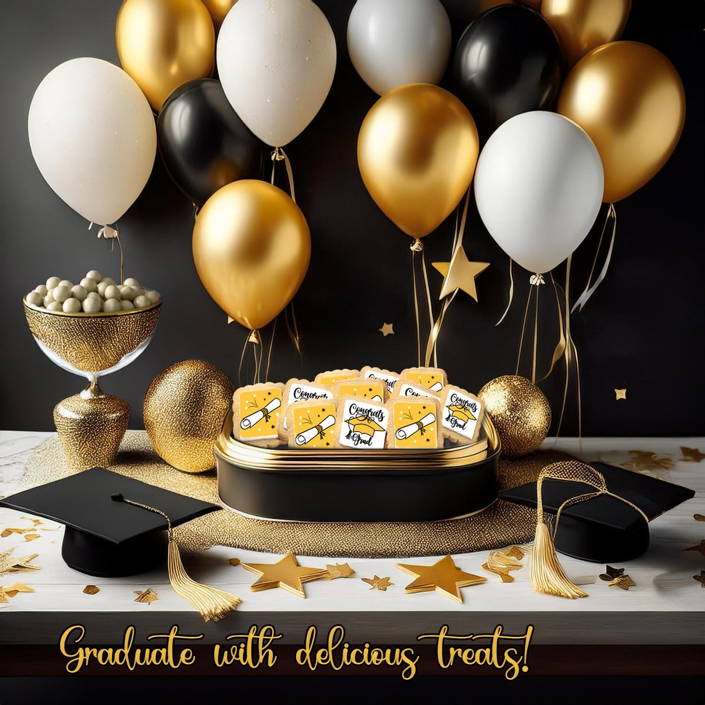 24 Graduation Cookies Gift Basket Box 2024 | Individually Wrapped | 4 Pack | Congratulations Congrats Grad For Women Men Kids |