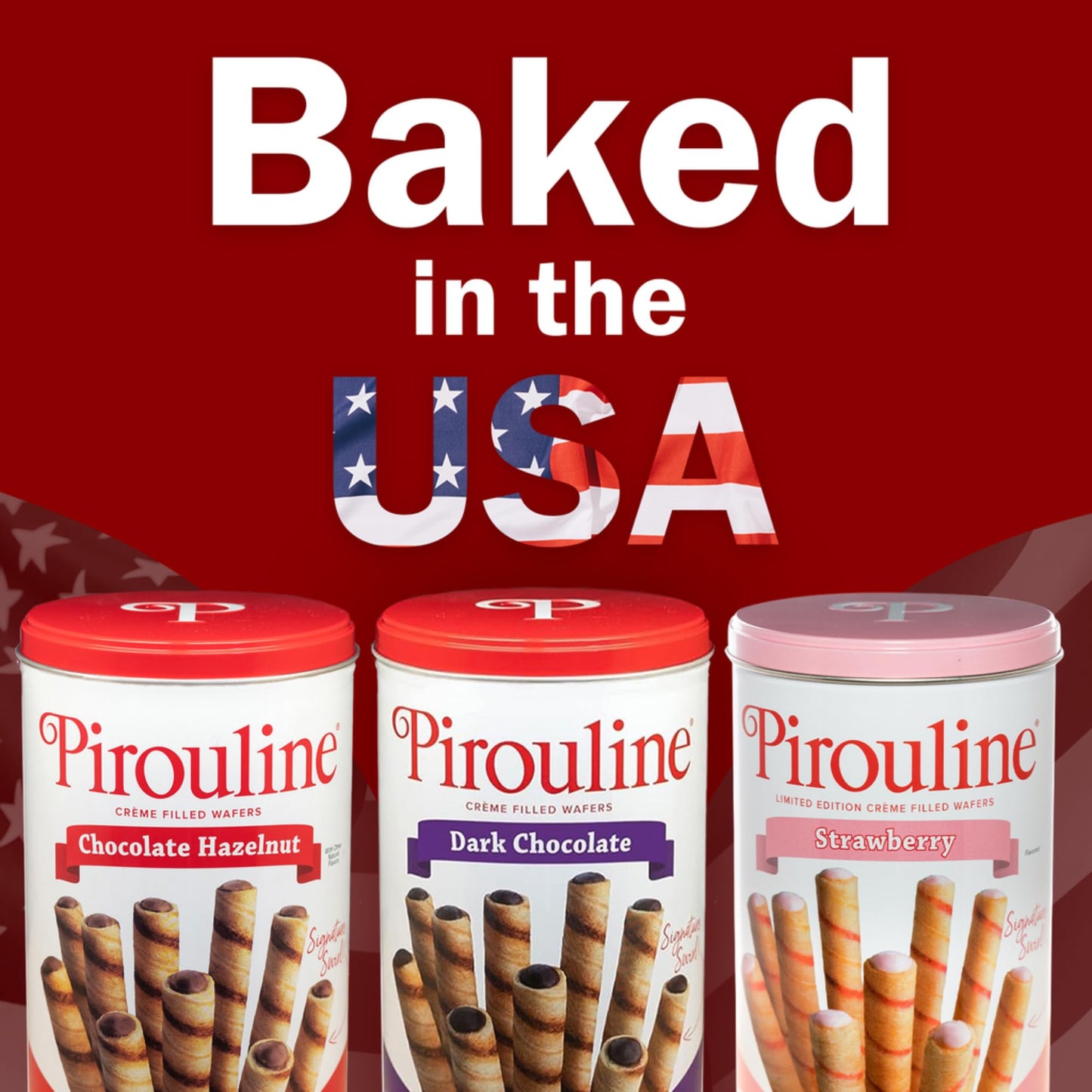 Pirouline Rolled Wafers - Best Flavor Mix - Chocolate Hazelnut, Dark Chocolate, And Strawberry - Rolled Wafer Cookies For Coffee