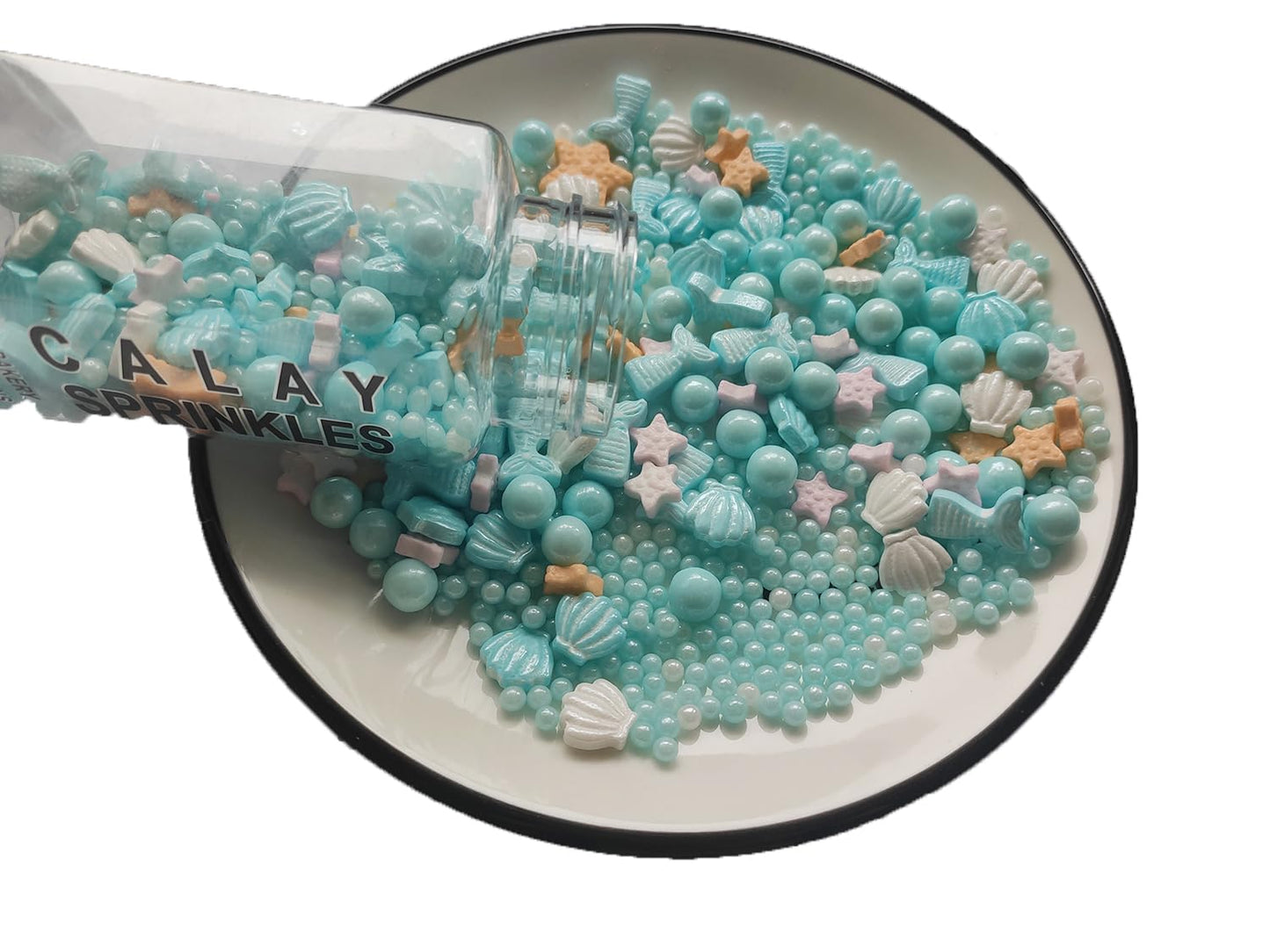 Edible Blue Ocean Mermaid Candy Sprinkles Starfish Dessert Sprinkle Shell Cake Cupcake Toppers Pearl Cookie Decorations Sweet Personalities Candy Sprinkles For Cake Decorating, 3.53 Oz