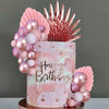 Rose Pink Cake Toppers Rose Cake Decorations for Women Birthday Boho Wedding Pink Cake Decor Birthday Cake Decoration (rose pink