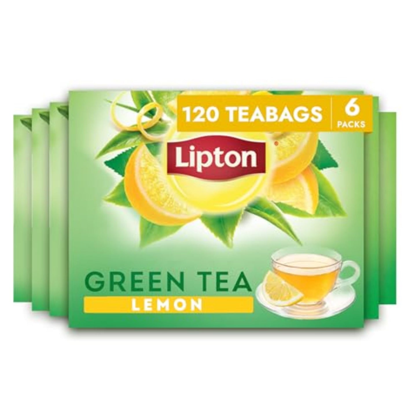 Lipton Lemon Green Tea Bags, Flavored, Unsweetened, 120 Total Tea Bags (20ct - Pack of 6)