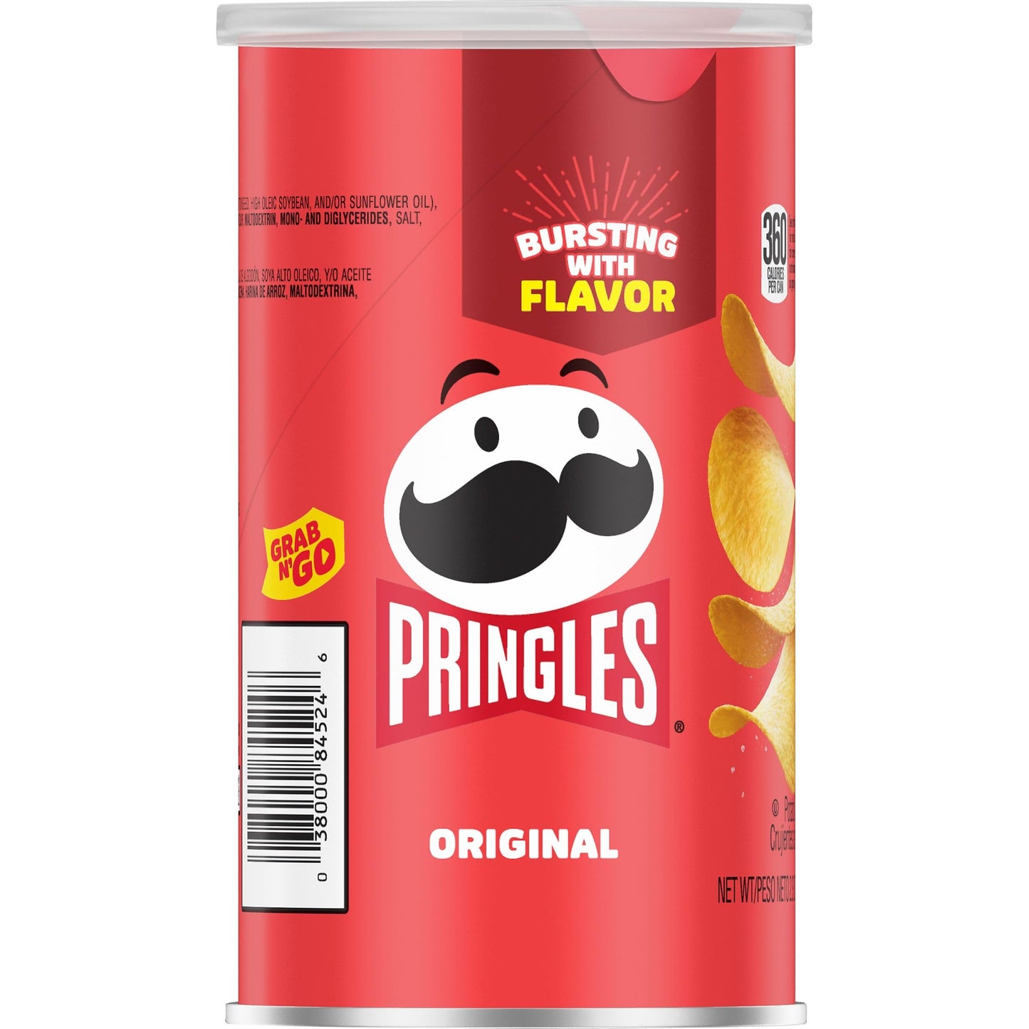 Pringles Potato Crisps Chips, Lunch Snacks, On-the-Go Snacks, Grab N Go, Original, 2.3oz Can (1 Can)