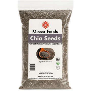 Chia Seeds 2 Lb (32Oz) - Top-Grade Raw Whole Black Chia In Resealable Bag - Non-Gmo  Gluten-Free  Keto & Vegan Superfood - High Fiber  Omega-3  Protein By Mecca Foods