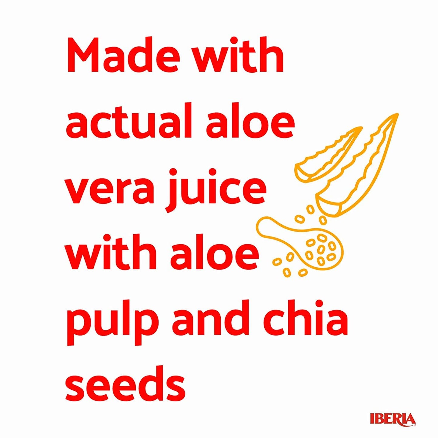 Iberia Aloe Vera Drink With Aloe Pulp And Chia Seeds, Acai And Watermelon, 16.9 Fl Oz (Pack Of 8)