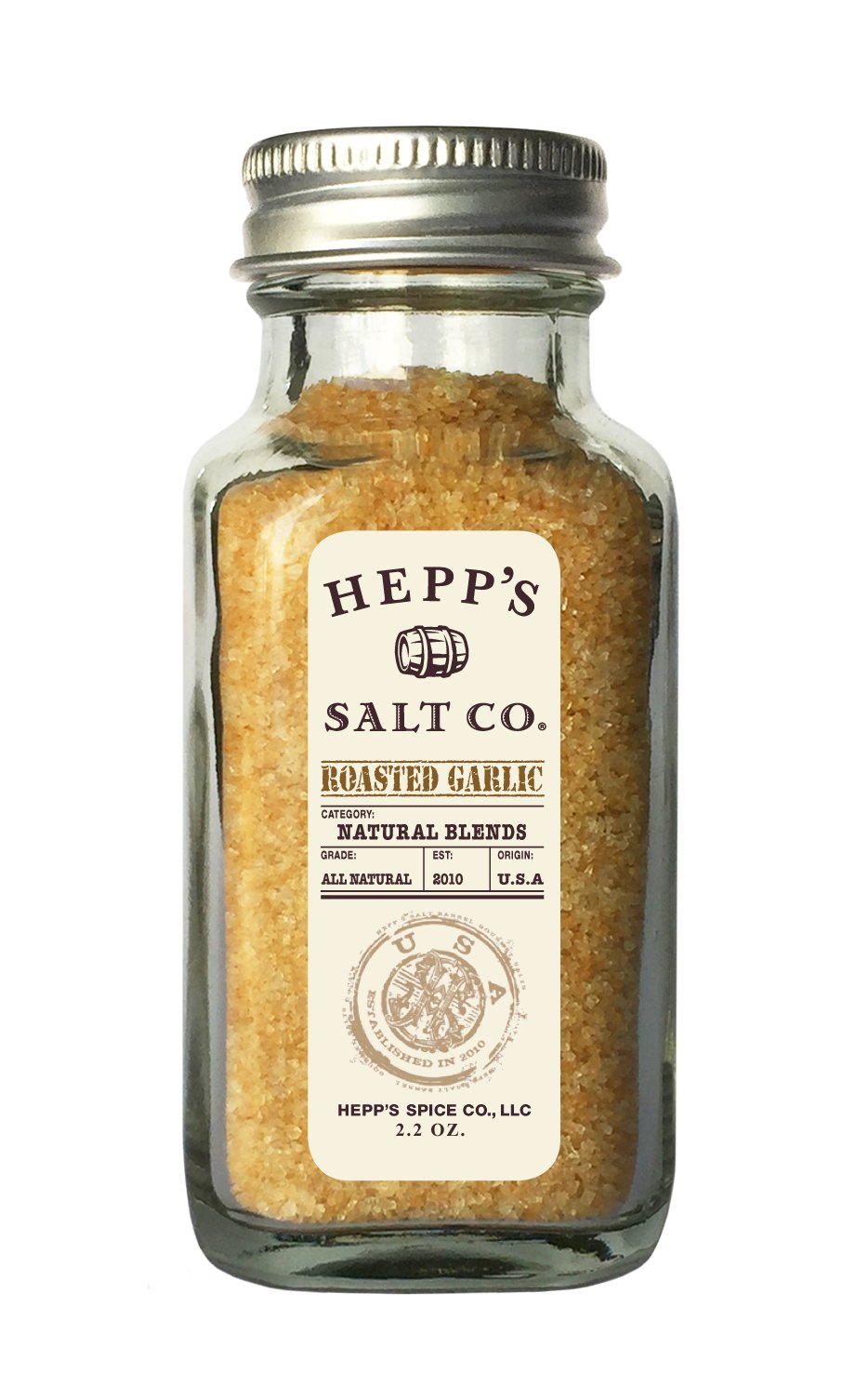 Hepps Salt Co Roasted Garlic Sea Salt, 2 oz, Flavor Enhancer, All-Natural Seasoning