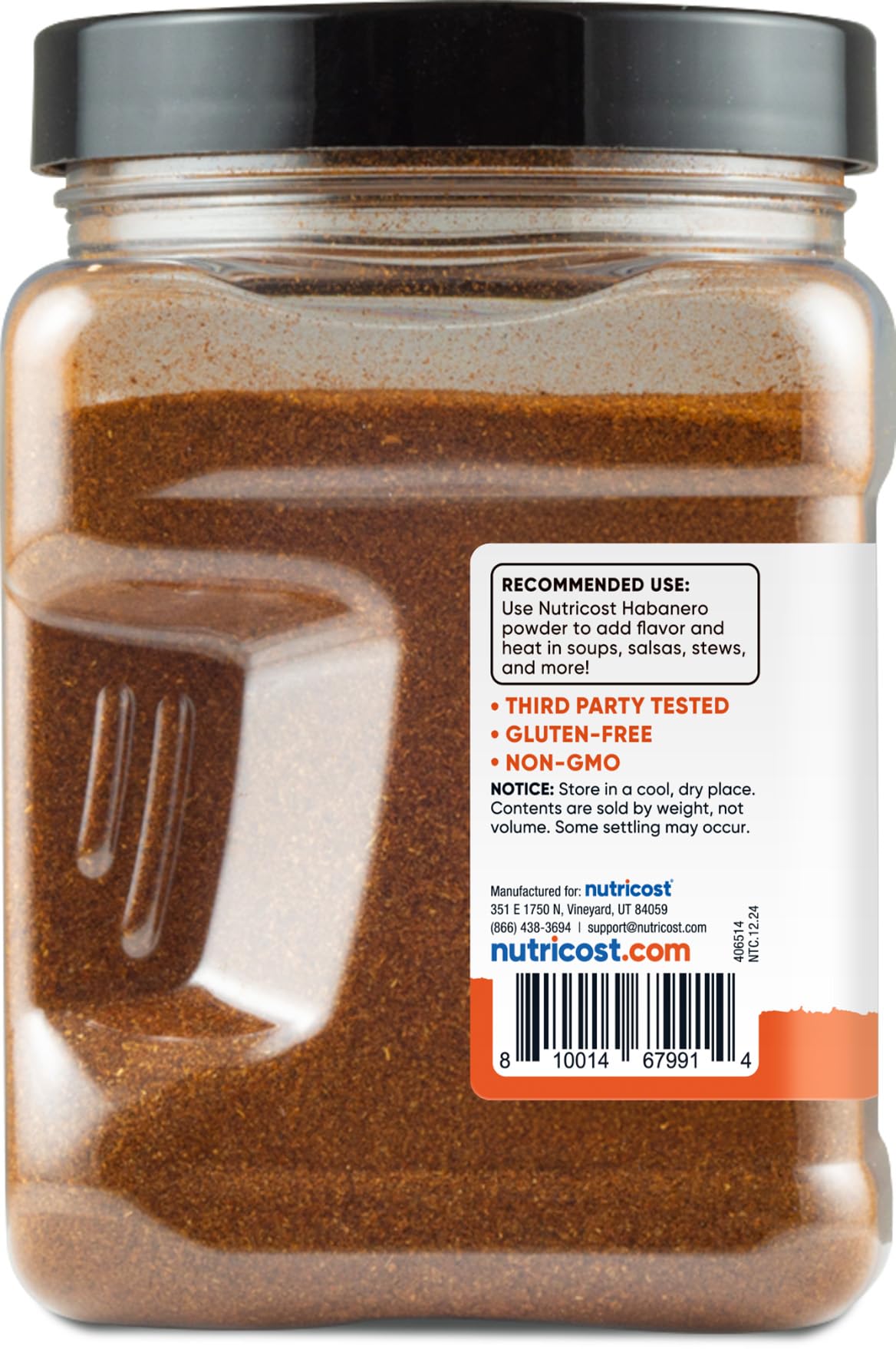 Nutricost Pantry Habanero Powder (1 Pound Per Bottle) - Pure Powdered Habanero : Great For Spicy Snacks, Cooking, Soups, Salsa,