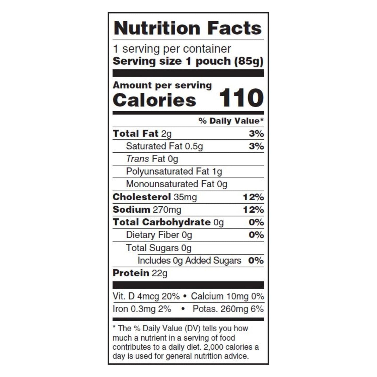 Natural Sea Salted Solid White Albacore Tuna Pouch, 3 Ounce - 12 Per Case.12