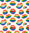 Rainbow Color Lipstick Bighting Lip Pattern On Edible Image Chocolate Transfer Sheet. Apply To Your Custom Chocolate Treats