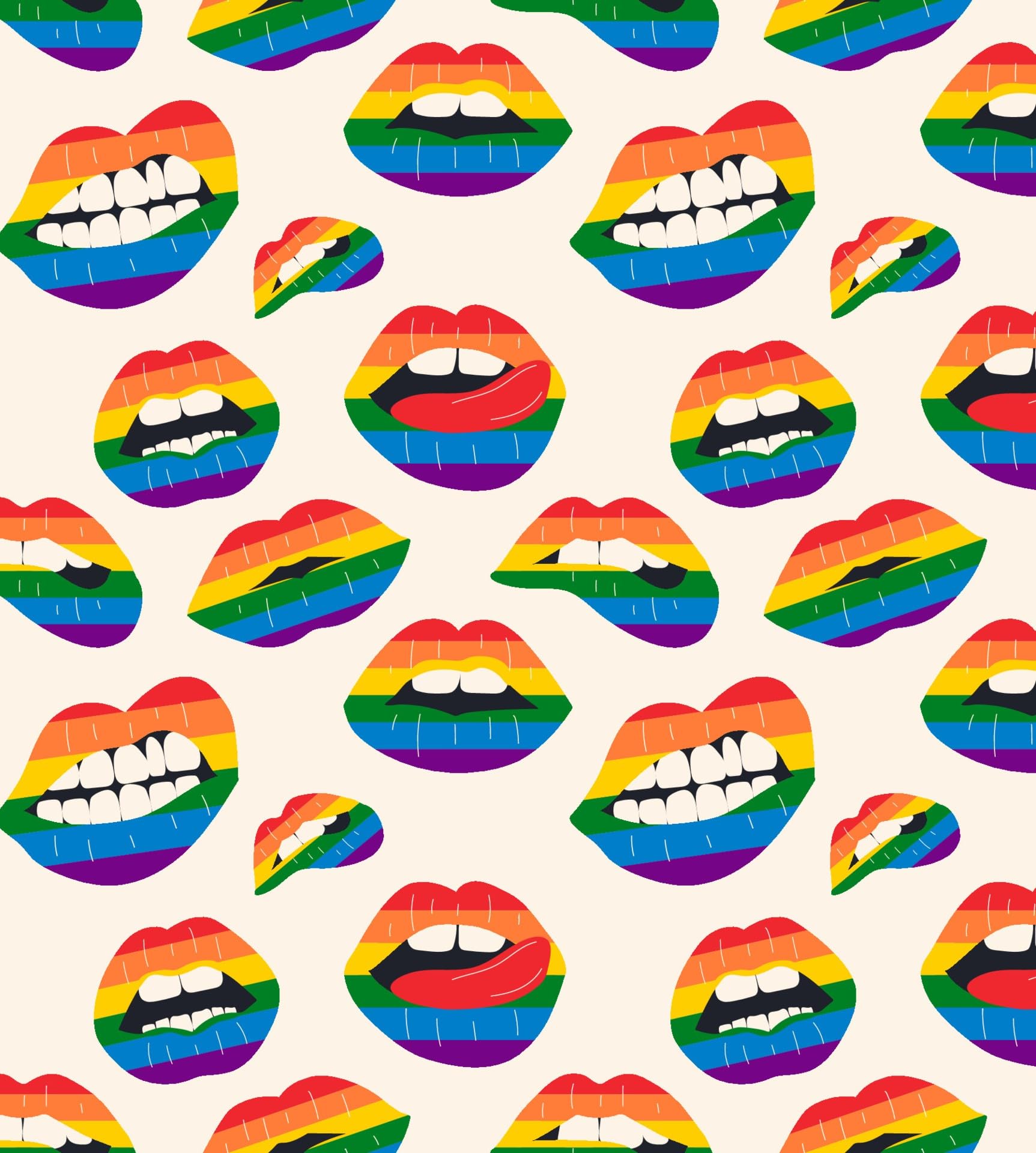 Rainbow Color Lipstick Bighting Lip Pattern On Edible Image Chocolate Transfer Sheet. Apply To Your Custom Chocolate Treats