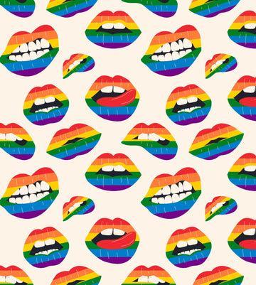 Rainbow Color Lipstick Bighting Lip Pattern On Edible Image Chocolate Transfer Sheet. Apply To Your Custom Chocolate Treats