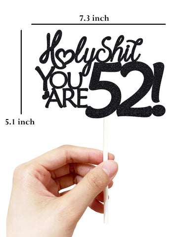 52 Cake Toppers, 52 Birthday Cake Toppers-Black Glitter, Funny 52Nd Cake Topper For Men,52 Cake Topper For Women, 52Nd Birthday