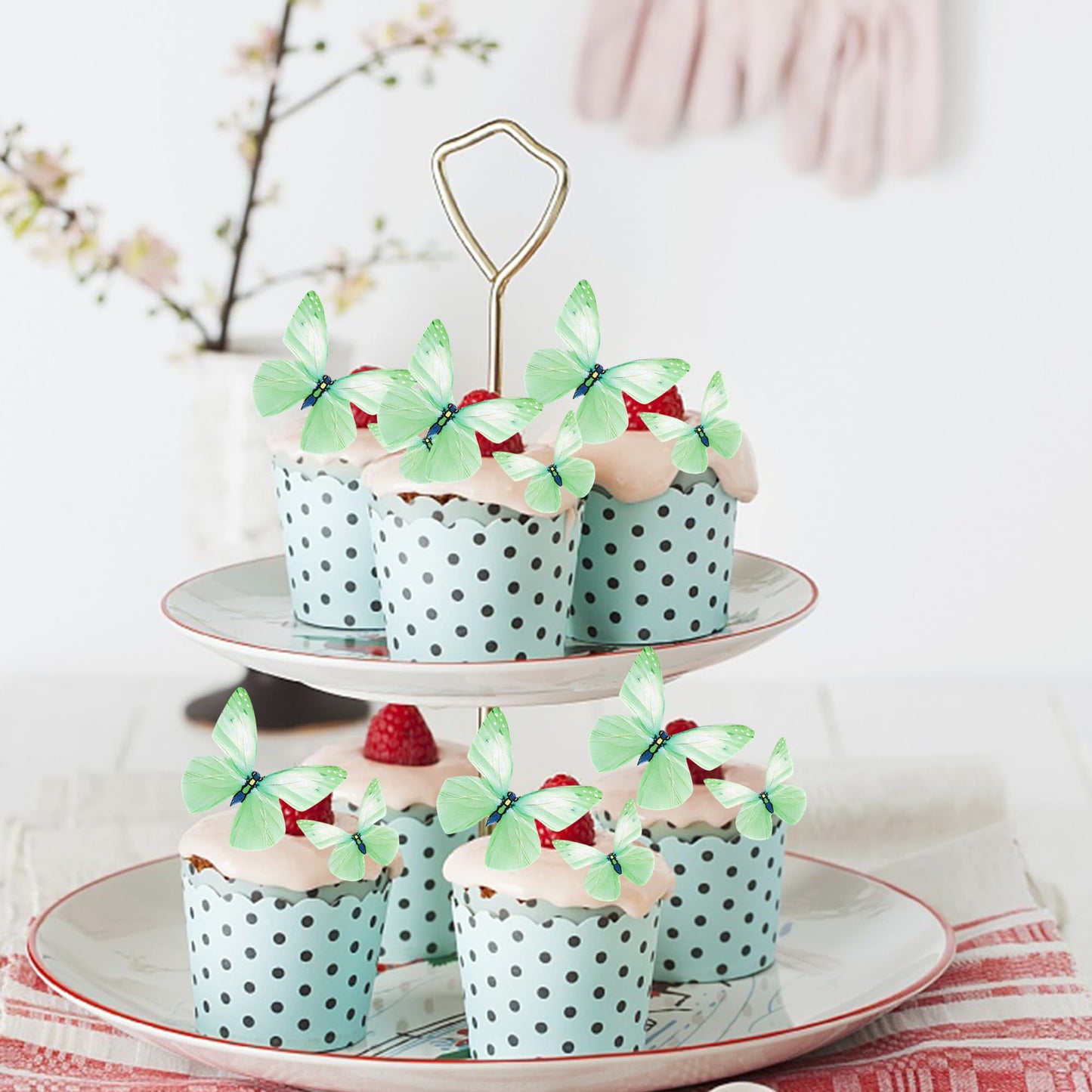 ZHUOWEISM 72PCS Edible Butterfly Cupcake Toppers Paper Decorations Green
