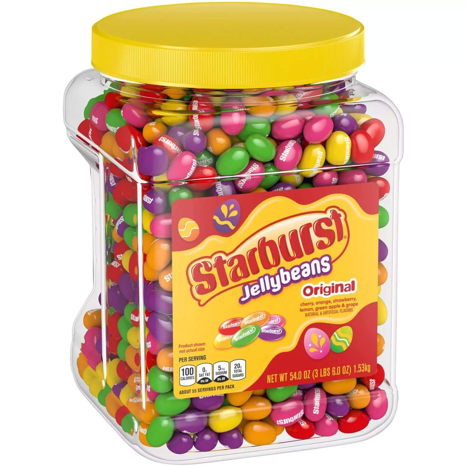 Starburstt Original Assorted Jelly Beans Chewy Candy Resealable Jar (54 oz.)