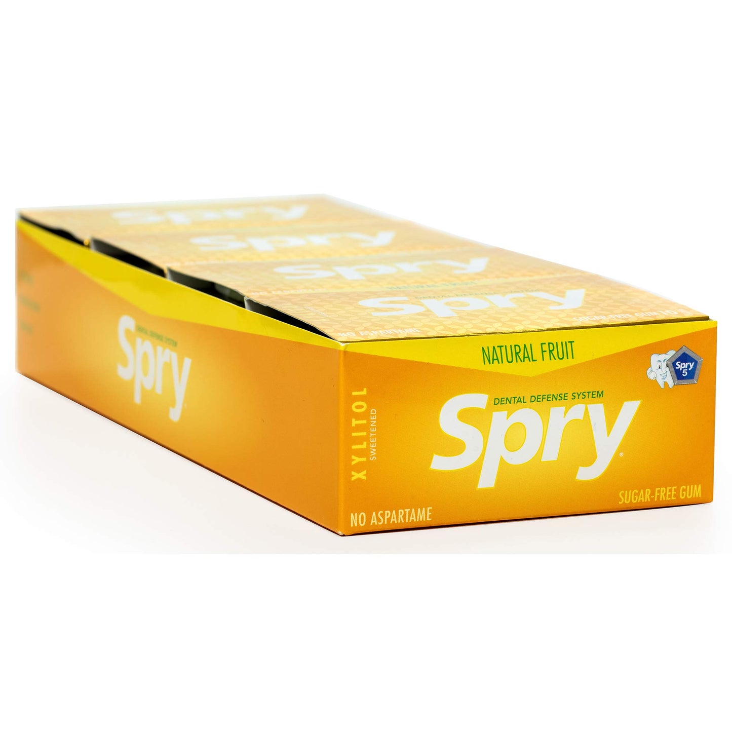 Spry Fresh Natural Xylitol Chewing Gum Dental Defense System - Aspartame-Free, Sugar-Free, Non-GMO, Gluten-Free (Fresh Fruit, 10