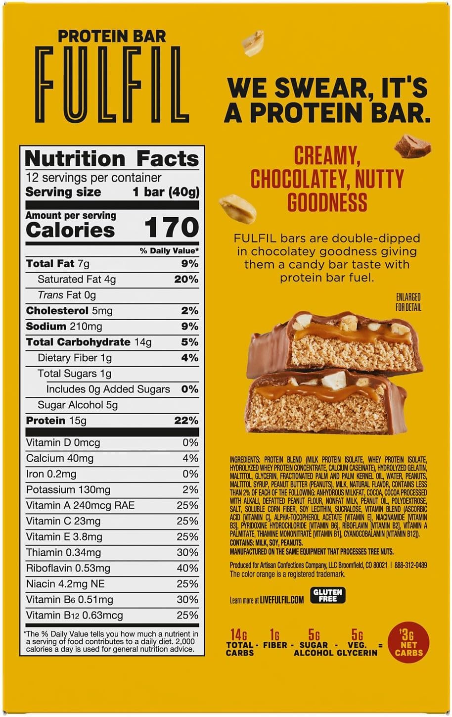 FULFIL Protein Snack Bars, Best Sellers Variety Pack, Gluten Free with 15g Protein, Pantry Staples, 12 Count