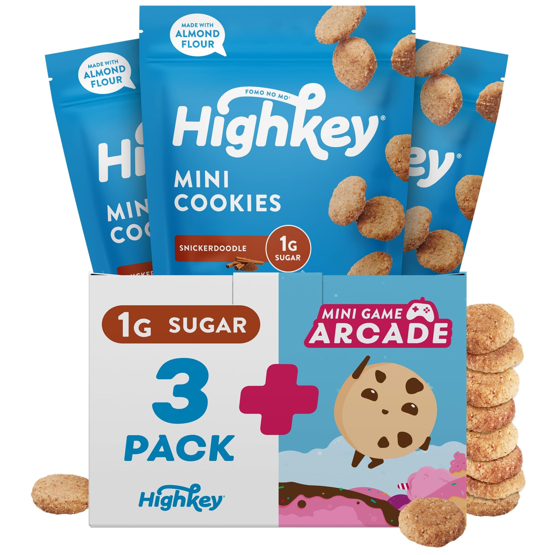 Highkey Low Carb Snickerdoodle Cookie - Keto Snacks Diabetic Desserts Diet Friendly Food Gluten Free Zero Carbs Treat Cinnamon Sweets Healthy Snack Foods Almond Flour Sugar Free Cookies 3Pack