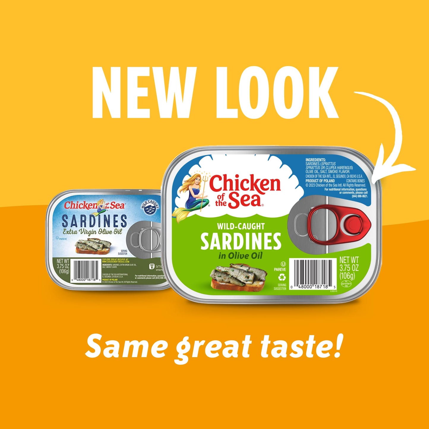 Chicken of the Sea Sardines in Olive Oil, 3.75 Ounce Cans (Pack of 18), Wild Caught Canned Sardines, Packaging May Vary