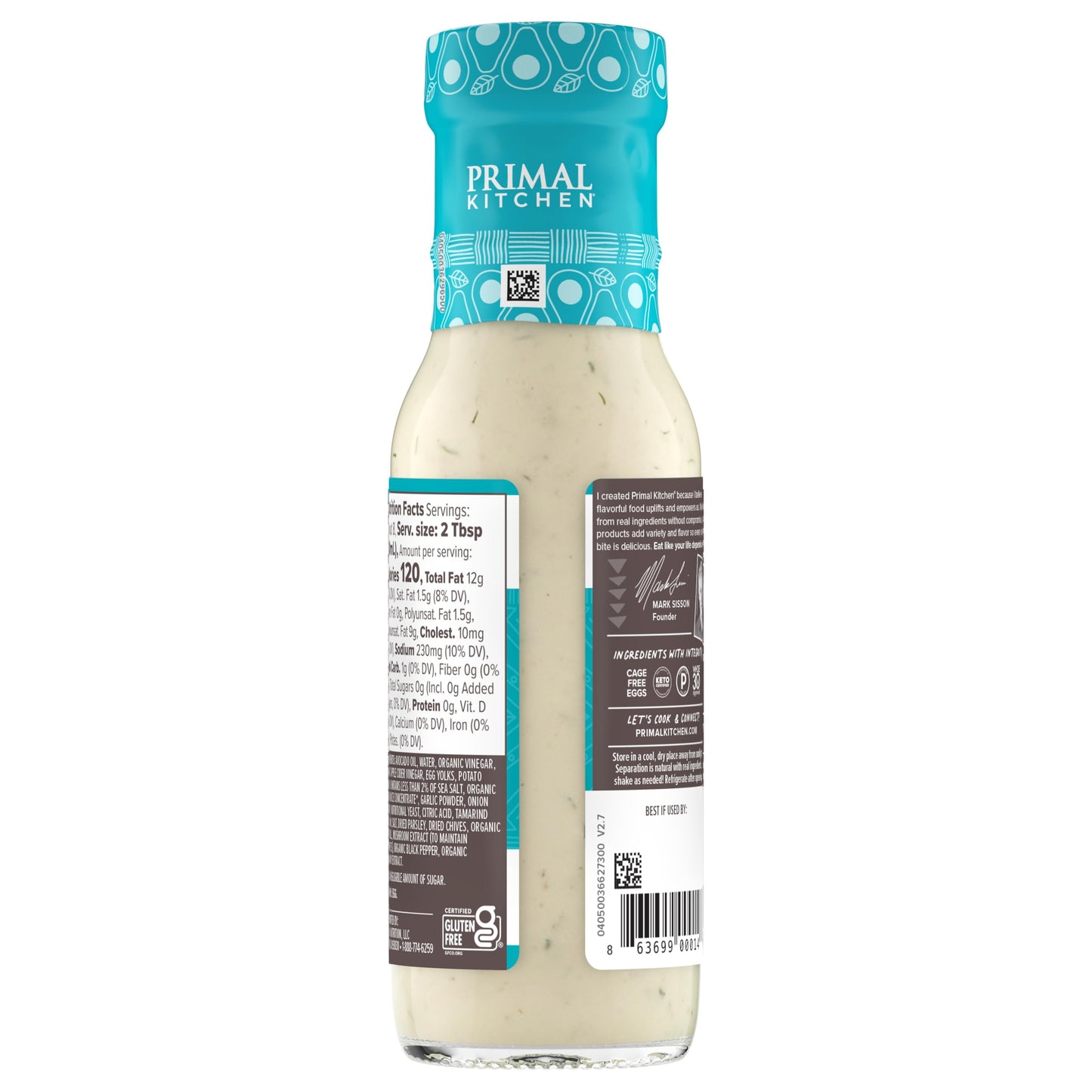 Primal Kitchen Ranch Dressing & Marinade, Avocado Oil, Whole30 Approved, 8 Fl Oz