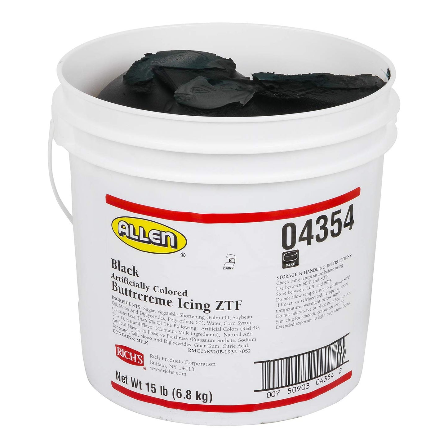 Rich'S Jw Allen Pre-Whipped Icing Ztf, Black, Buttercream, 240 Ounce
