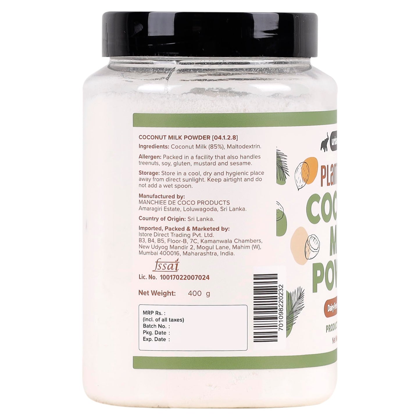Urban Platter Vegan Coconut Milk Powder Jar, 400G