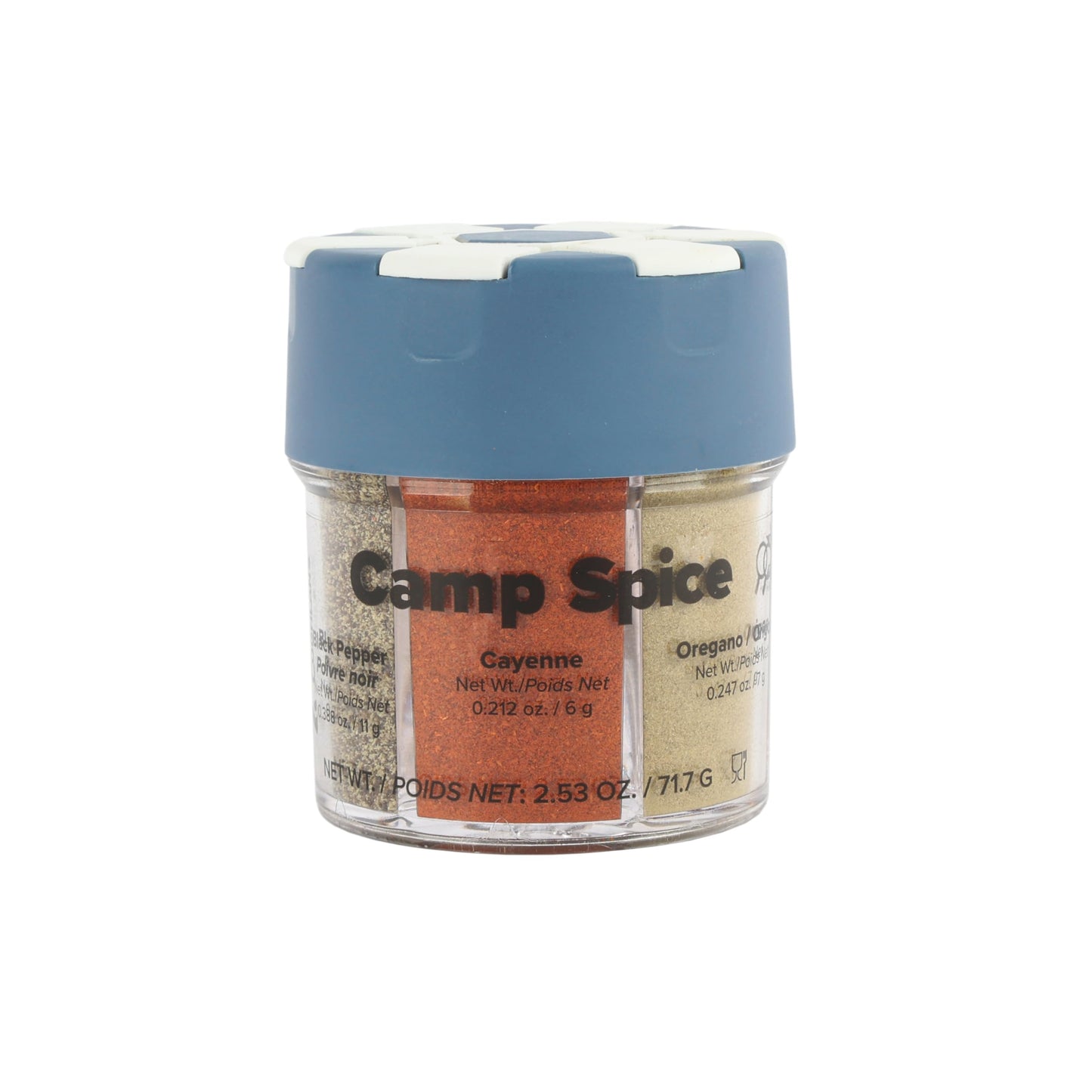 Coghlans Camp Spice - 6-in-1 Spice Shaker with Cayenne  Oregano  Garlic Salt  Paprika  Salt & Black Pepper - Compact Seasoning for Camping  BBQs  Travel  Home Kitchens - Made in USA