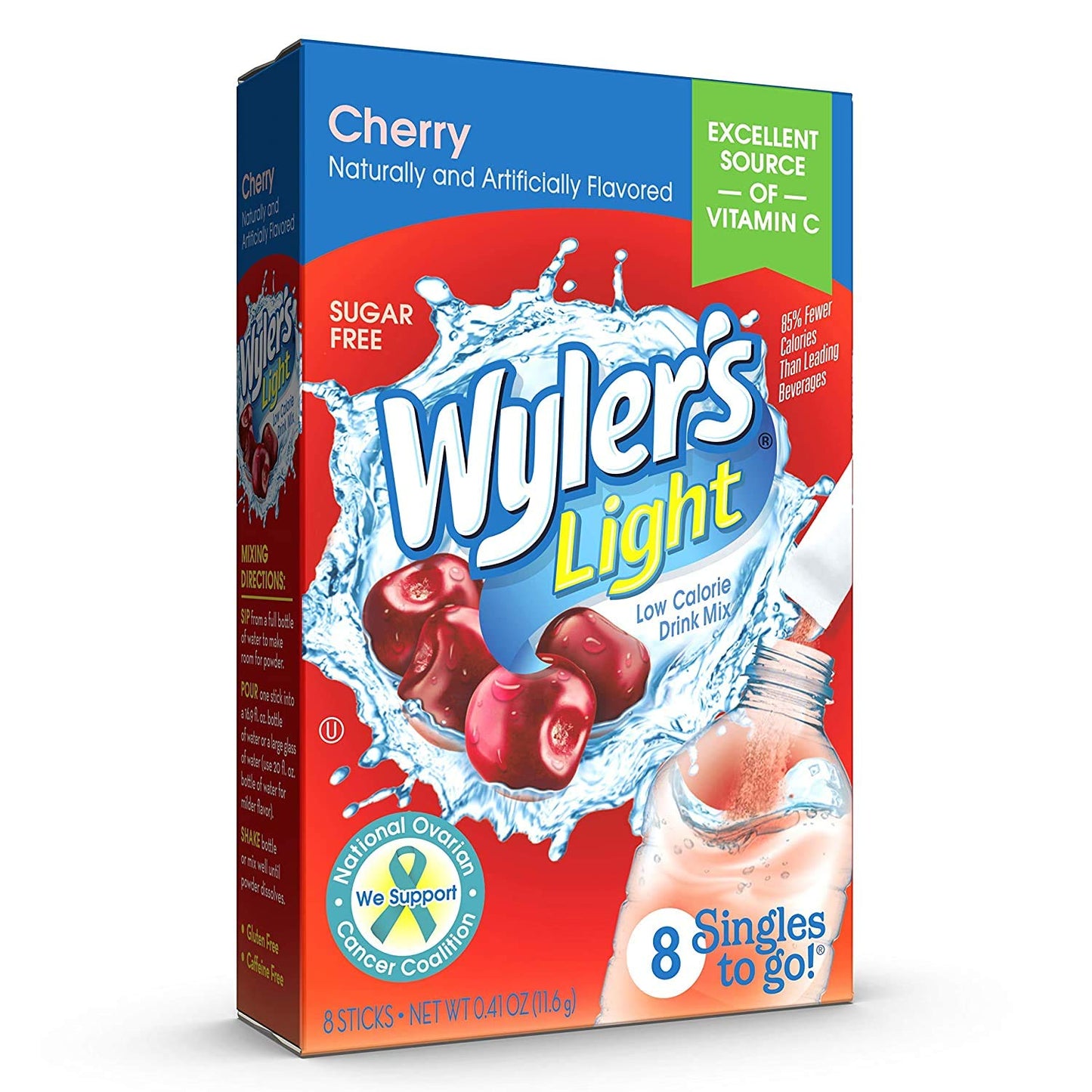 Wyler'S Light Singles To Go Powder Packets, Water Drink Mix, Cherry, 8 Packets Per Box, 24 Total Packets (Pack Of 3)