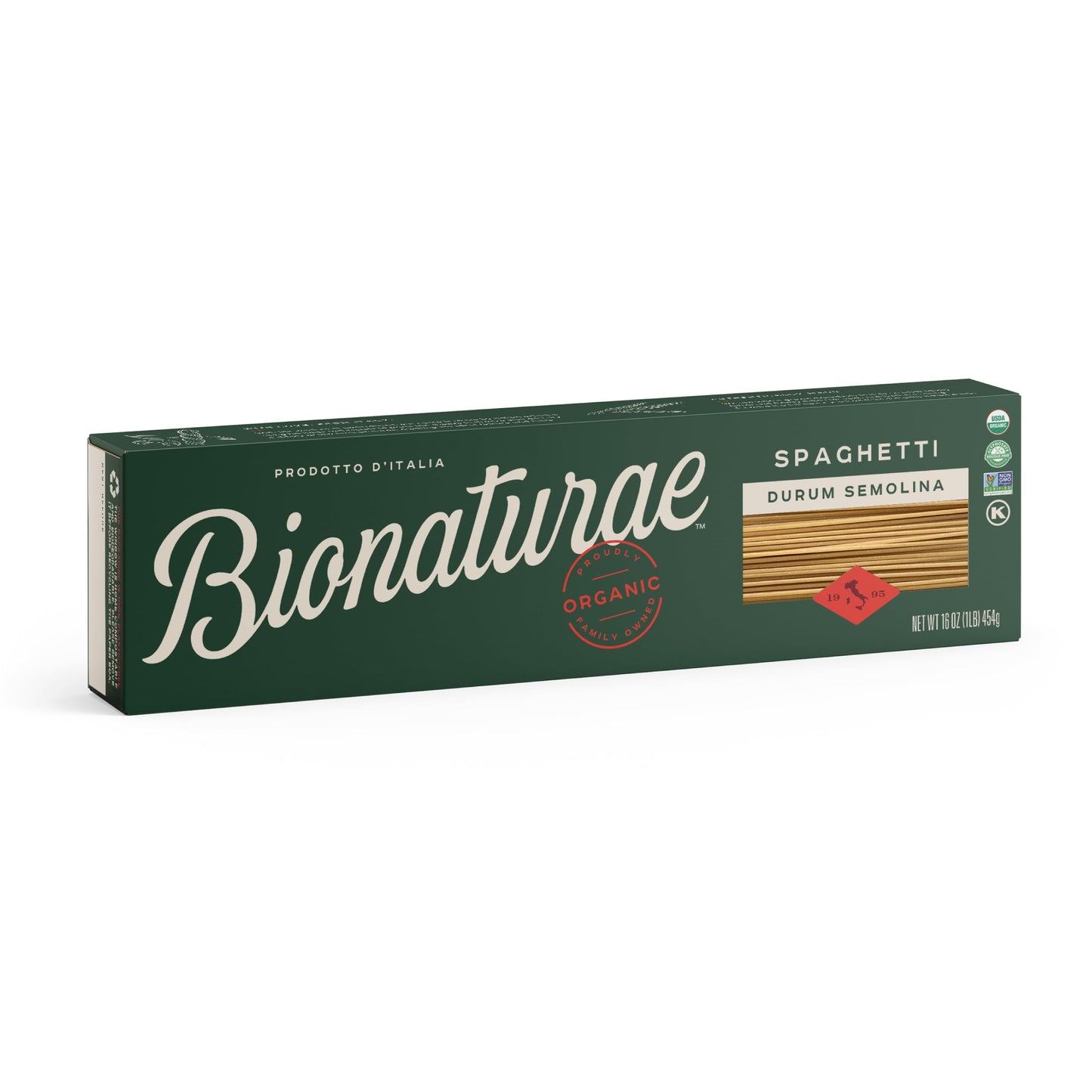 Bionaturae Spaghetti Pasta Noodles - Durum Semolina Pasta, Kosher, High Protein, Non-GMO, USDA Certified, Durum Semolina Spaghet