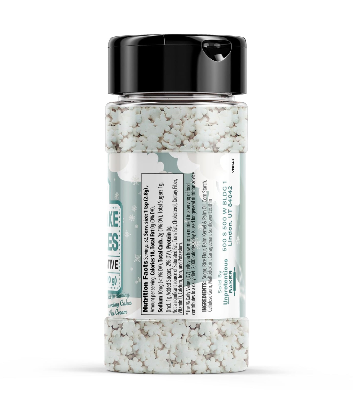 Unpretentious Snowflake Sprinkles, 3.2 Oz, Cake & Cookie Decorations, Light & Fun, Winter Shapes