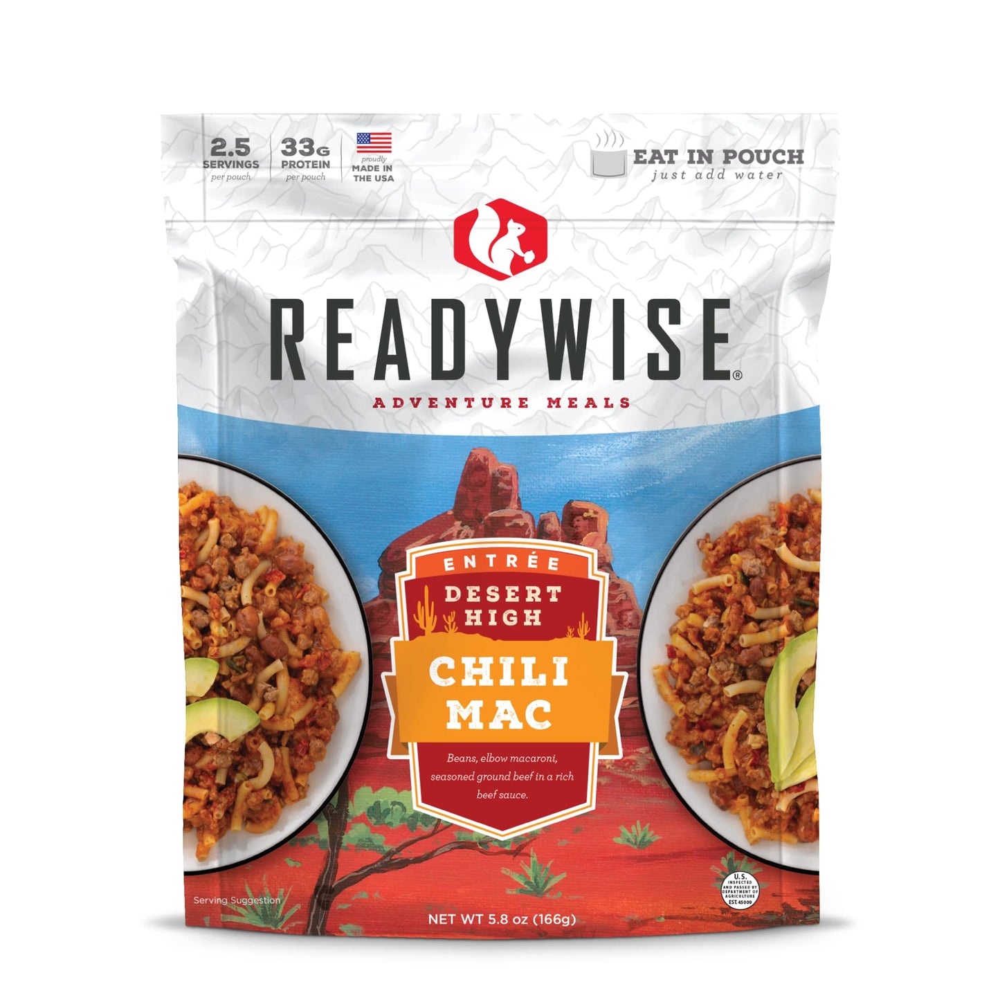 Readywise Adventure Meal Chili Mac With Beef, 2 Servings - Freeze-Dried Mre For Emergency Preparedness, Camping, Hiking, Backpac