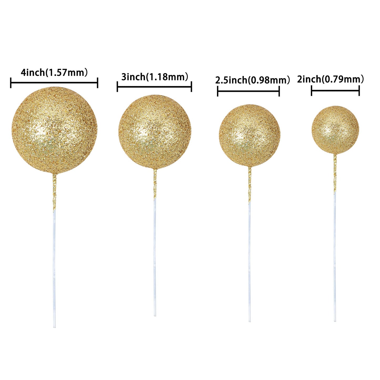 30Pcs Balls Cake Topper Glitter Foam Ball Cake Picks Mini Balloon Diy Cake Insert Topper Decoration For Baby Shower Wedding Anni