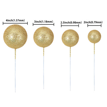 30Pcs Balls Cake Topper Glitter Foam Ball Cake Picks Mini Balloon Diy Cake Insert Topper Decoration For Baby Shower Wedding Anni