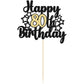 Gyufise Happy 80Th Birthday Cake Topper, 1Pc, 80 & Fabulous, Black And Gold Glitter, Topper For Anniversary And Birthday Party D