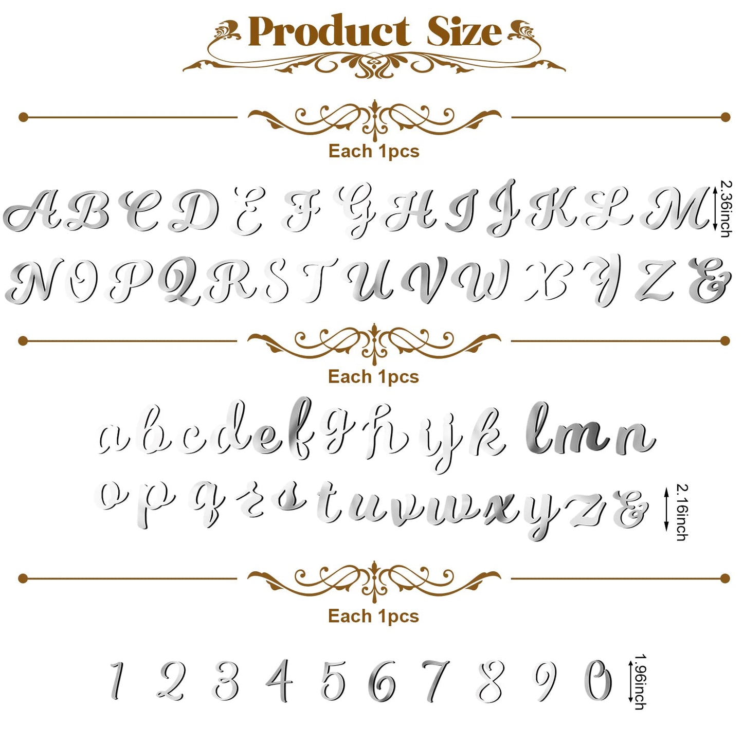 Jspupifip 64 Pcs Acrylic Letters Cake Alphabet Numbers Topper, Mirror Number 0-9 And Alphabet A-Z Personalized Cake Picks Decor
