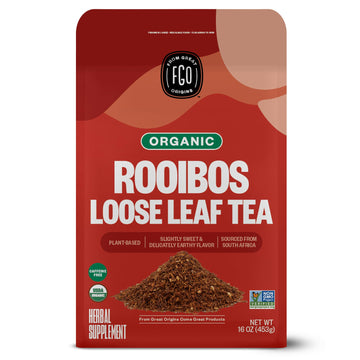 Fgo Organic Rooibos Loose Leaf Tea, Resealable Kraft Bag, 16Oz, Packaging May Vary (Pack Of 1)