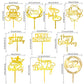 Happy Birthday Cake Topper, 20Pcs Gold Acrylic Happy Birthday Sign Cupcake Toppers Set For Boys Girls Women Men Birthday Party D