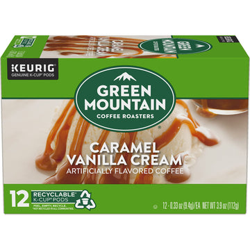 Green Mountain Coffee Roasters Caramel Vanilla Cream Keurig Single-Serve K-Cup Pods, Light Roast Coffee, 12 Count