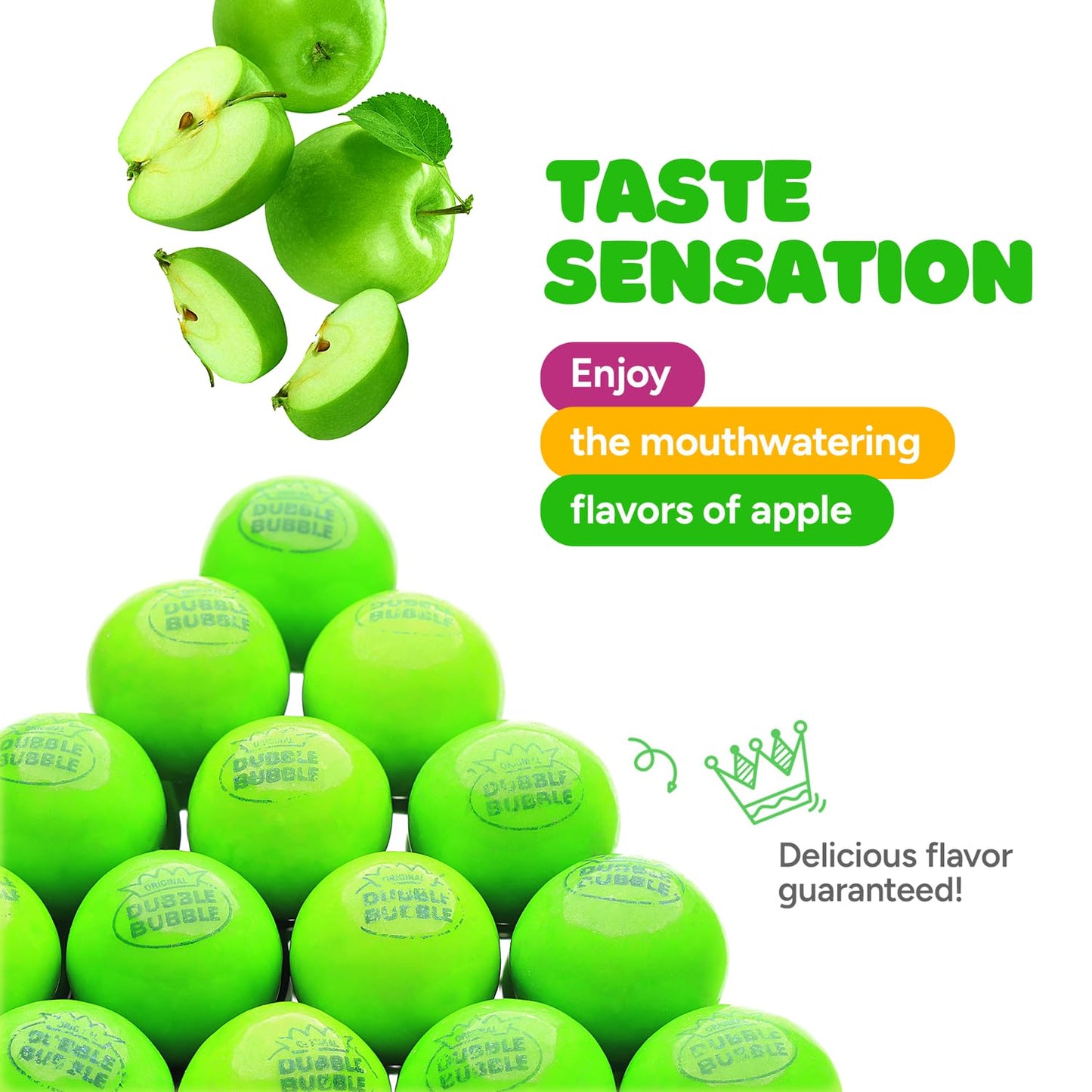 Global Gumball Gumballs - Green Apple Flavor - 1 Inch - 1.7 lb Bulk Pack - Green
