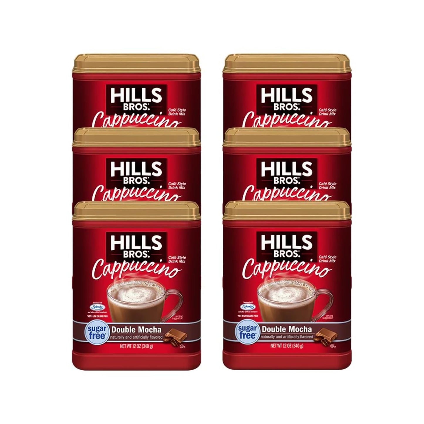 Hills Bros. Instant Sugar-Free Double Mocha Cappuccino Mix - Easy to Use, Enjoy Coffeehouse Flavor From Home - Frothy, Decadent 