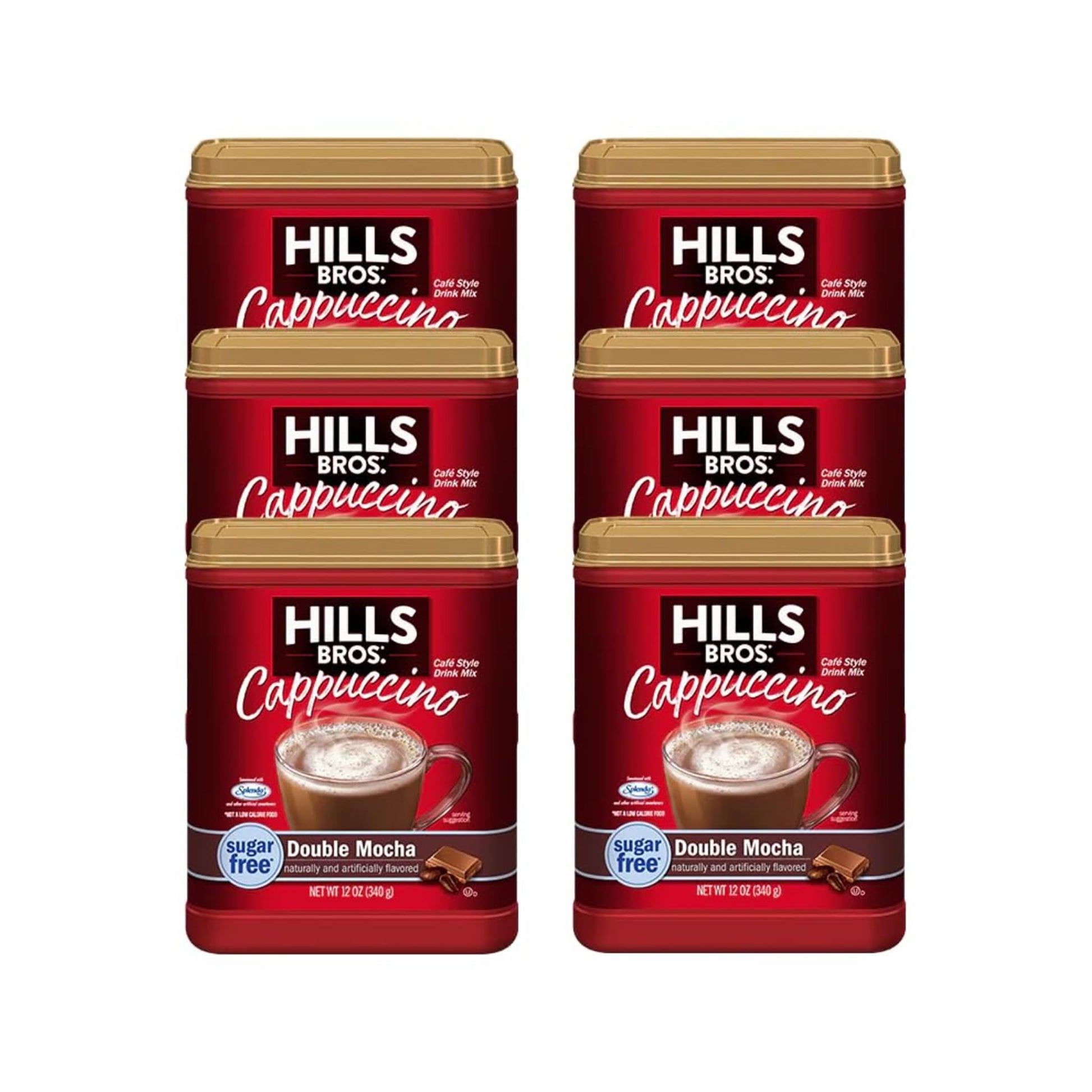 Hills Bros. Instant Sugar-Free Double Mocha Cappuccino Mix - Easy to Use, Enjoy Coffeehouse Flavor From Home - Frothy, Decadent 