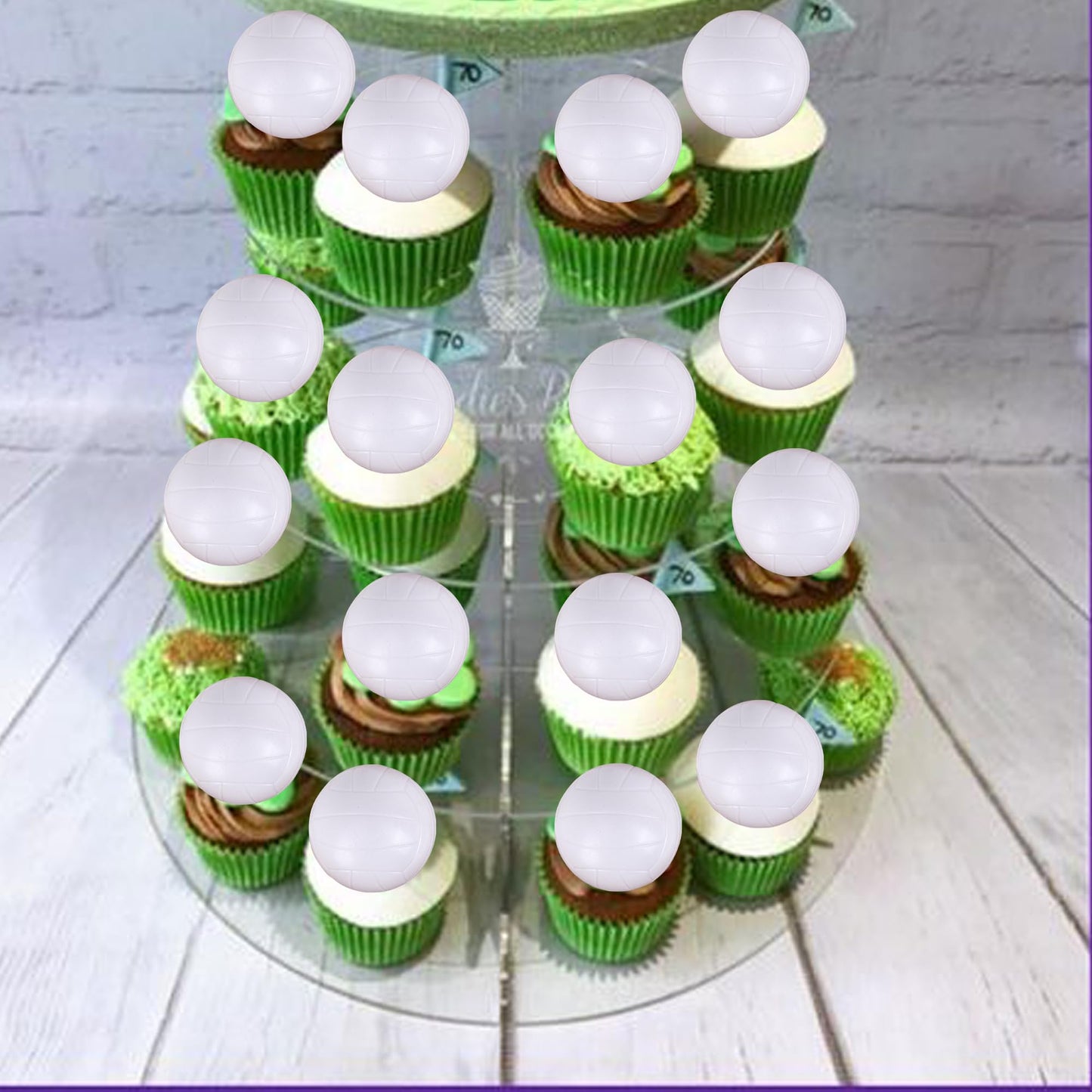 12 Pcs Volleyball Cupcake Toppers 3D Foam Mini Volleyball Cupcake Topper Picks Volleyball Players Cake Toppers For Sport Theme B