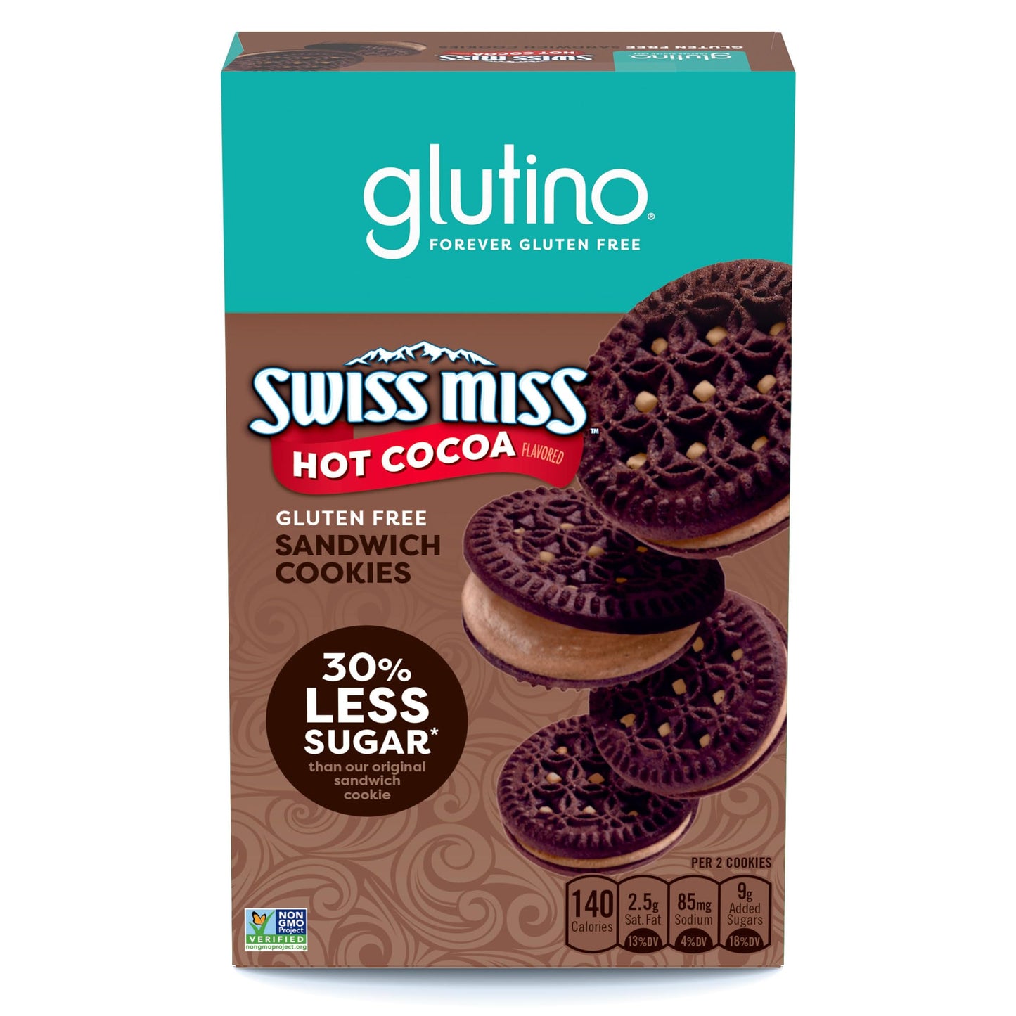 Glutino Swiss Miss Gluten Free Hot Cocoa Flavored Sandwich Cookies, Gluten Free Snacks, 10.5 oz.