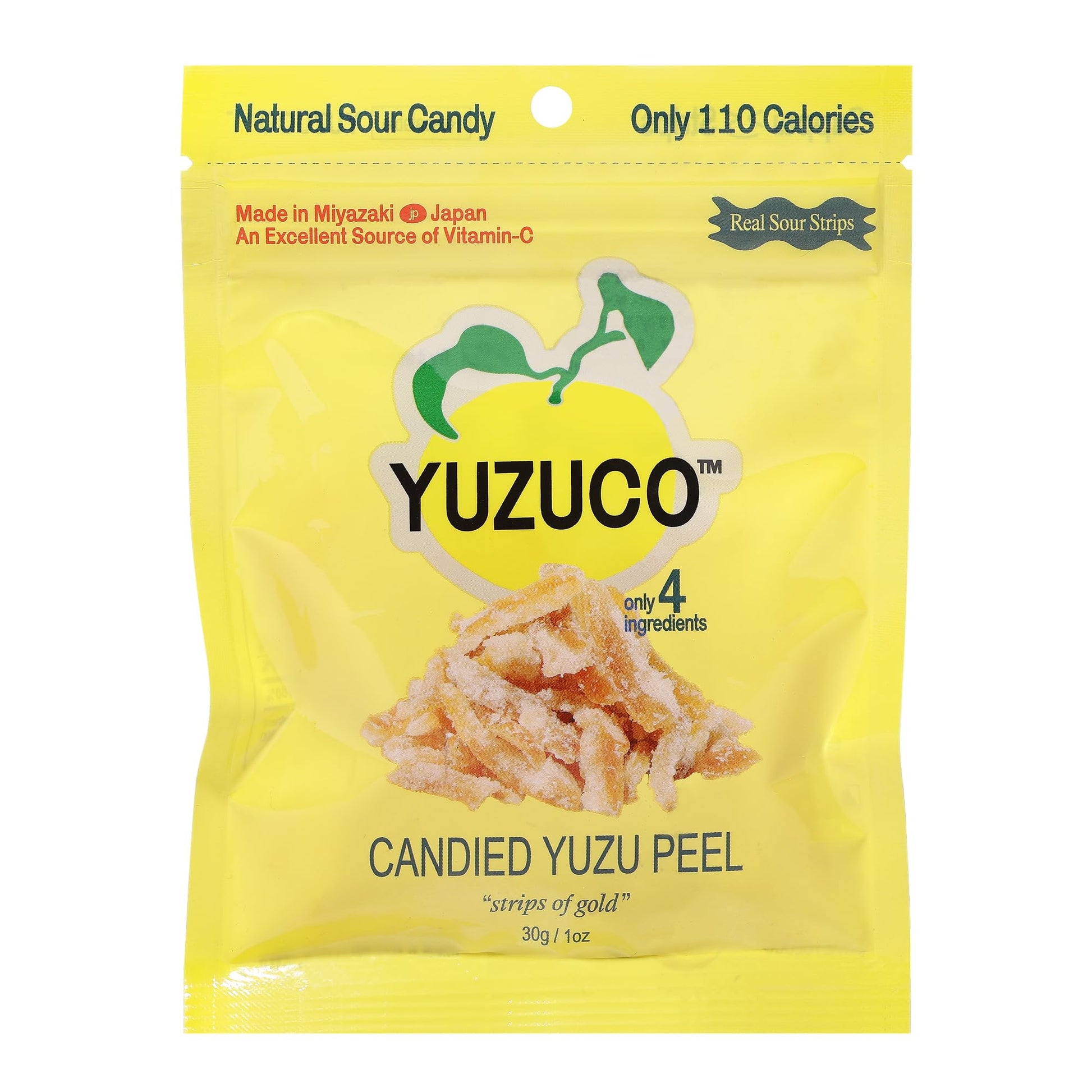 YUZUCO - Candied Yuzu Peels (1 Ounce Bag) - Great for Snacking, Garnish for Cocktails and Desserts