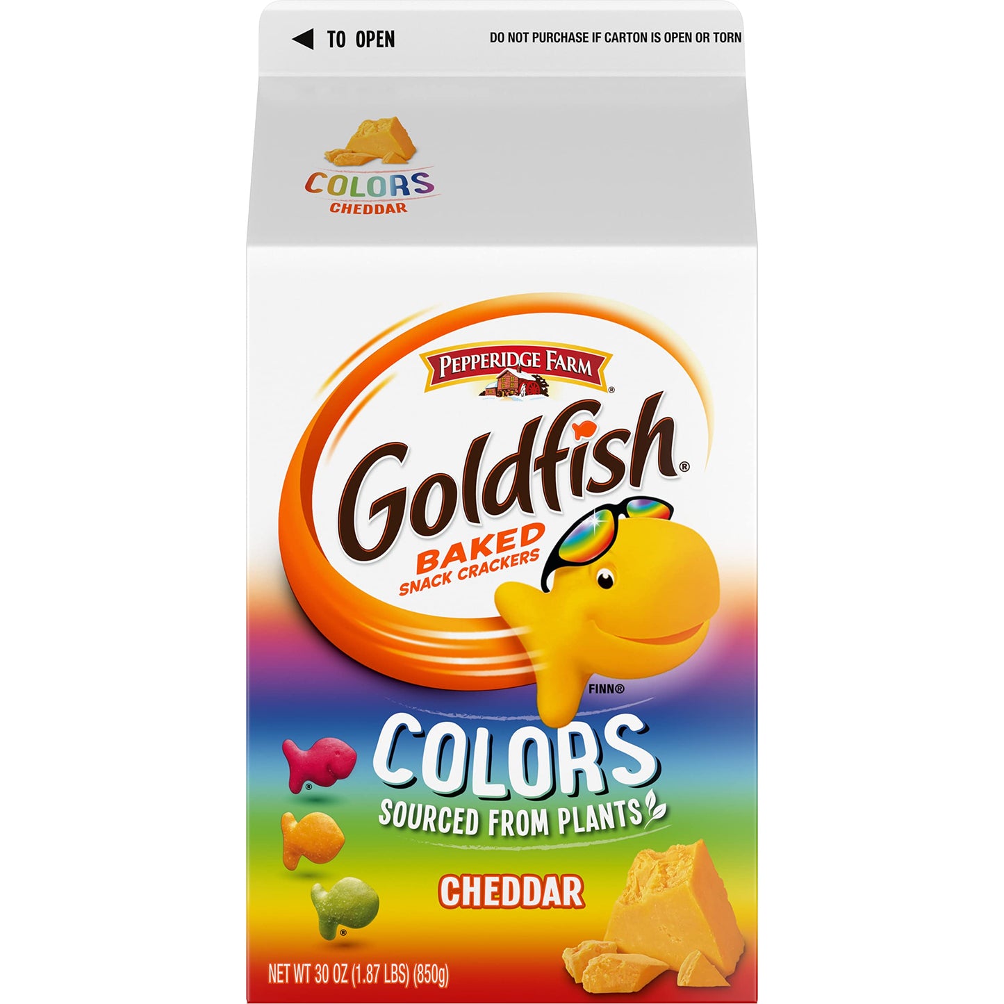 Pepperidge Farm Goldfish Crackers Colors Cheddar, 30 Ounce Carton (Pack of 6)