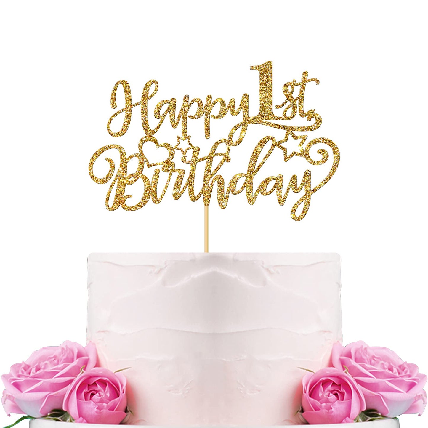 Webenison Happy 1St Birthday Cake Topper Baby First Birthday Cake Supplies Boy Or Girl One Year Old Birthday Party Decorations G