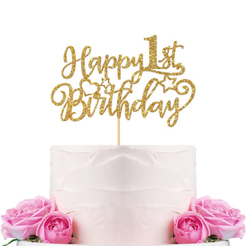 Webenison Happy 1St Birthday Cake Topper Baby First Birthday Cake Supplies Boy Or Girl One Year Old Birthday Party Decorations G