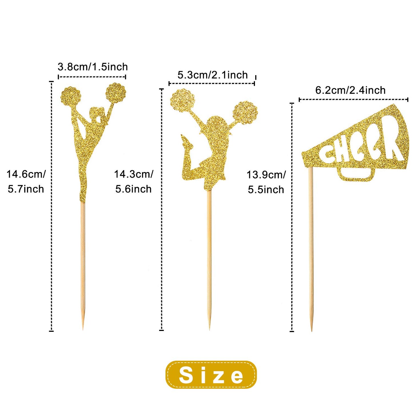 36 Pieces Cheerleader Cupcake Toppers Glitter Cheerleading Gymnastics Cupcake Picks Cheer Team Cake Decorations Gymnast Girl Too