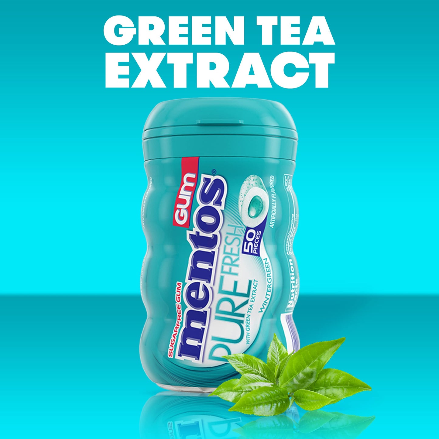Mentos Pure Fresh Sugar-Free Chewing Gum With Xylitol, Wintergreen, Bulk, 50 Count ( Pack Of 6)