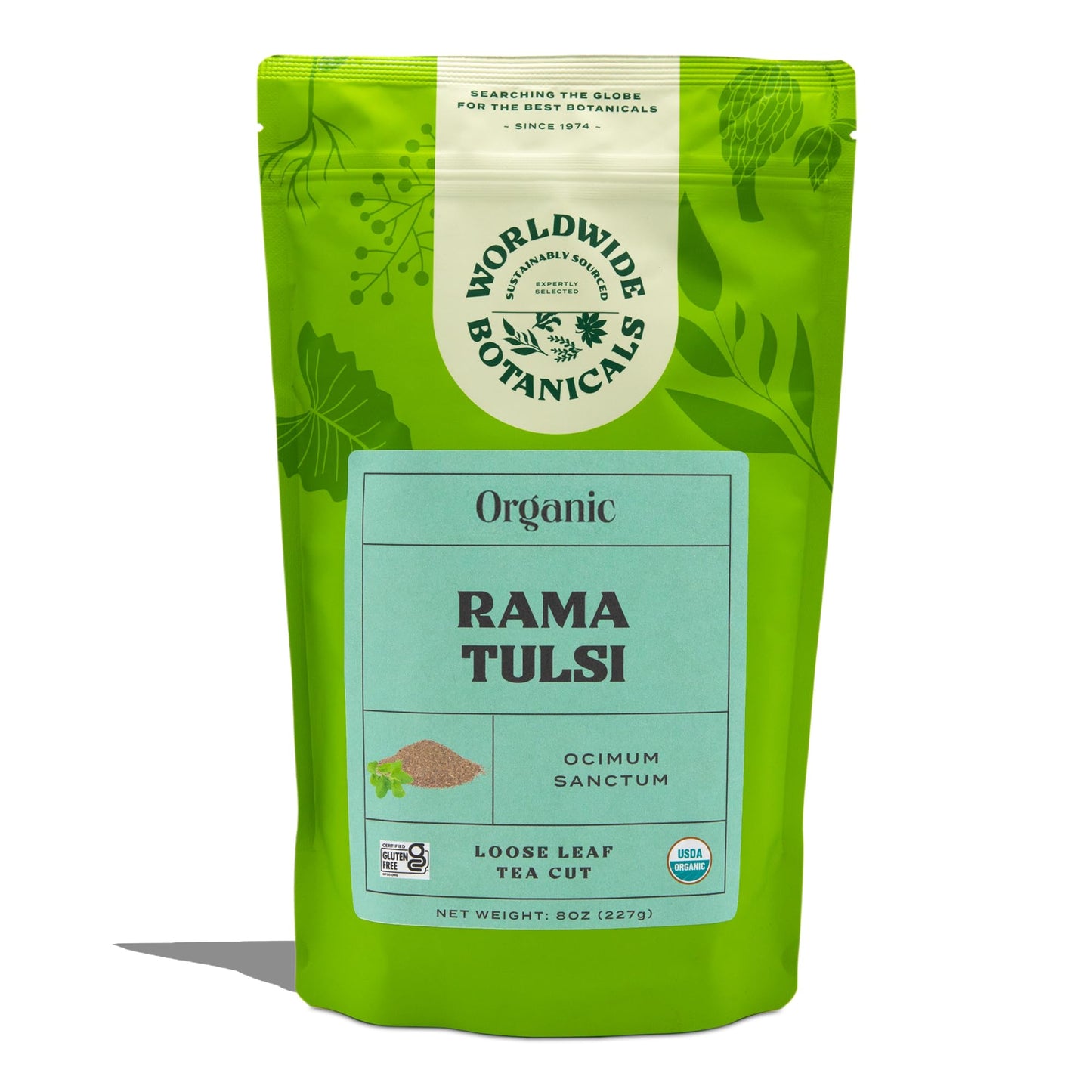 Worldwide Botanicals Organic Holy Basil Tea - Loose Leaf Herbal Tea, 8oz, Fair Trade, Kosher, 100% Pure Tulsi Rama