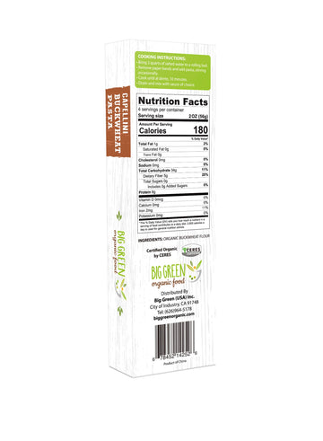 Big Green Organic Food- Organic Buckwheat Capellini, 8.8Oz, 100% Buckwheat, Gluten-Free, Non-Gmo (1 Pack)