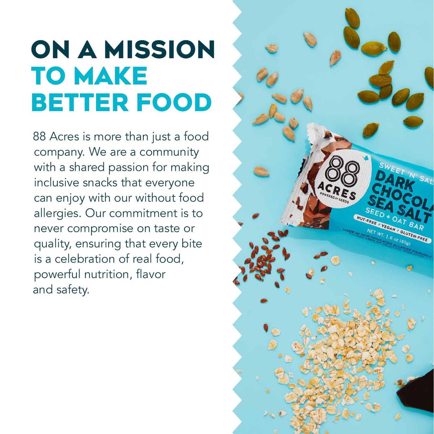 88 Acres Granola Bars | Gluten Free, Nut-Free Oat And Seed Snack Bar | Vegan & Non Gmo | 6 Pack (Dark Chocolate Sea Salt))